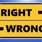 Integrity right and wrong sign photo