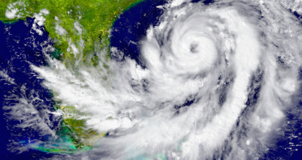 Satellite image of hurricane off the east coast of Florida